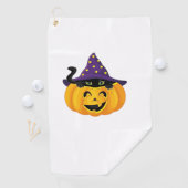 Halloween kat in pompoen - Schattigee zwarte kitte Golfhanddoek (Insitu)