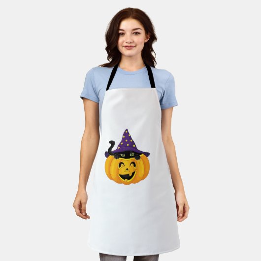 Halloween kat in pompoen - Schattigee zwarte kitte Schort (Gedragen)