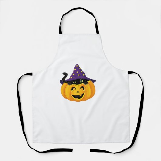 Halloween kat in pompoen - Schattigee zwarte kitte Schort (Voorkant)