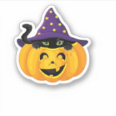 Halloween kat in pompoen - Schattigee zwarte kitte Sticker (Voorkant)