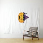 Halloween kat in pompoen - Schattigee zwarte kitte Wandkleed (In Situ (horizontaal))