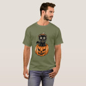 Halloween Kat In  Pompoen T-Shirt (Voorkant volledig)