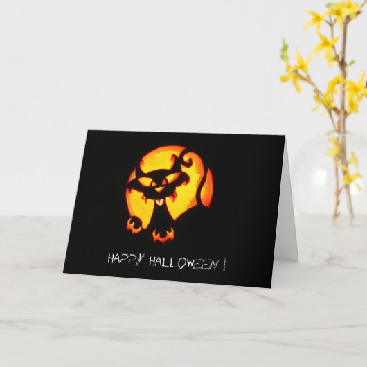 halloween kat kaart (Gele Bloem)