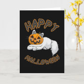Halloween Kat Katten Kitten Pompoen Horror Gift Id Kaart (Gele Bloem)