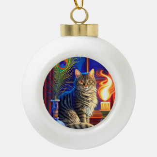 Halloween Kat Keramische Bal Ornament