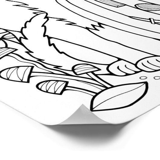 Halloween Kat Kleurplaat Art Poster (Hoek)