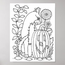 Halloween Kat Kleurplaat Art Poster