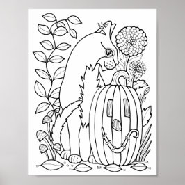 Halloween Kat Kleurplaat Art Poster
