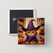 halloween kat knop vierkante button 5,1 cm (Voorkant /achterkant)