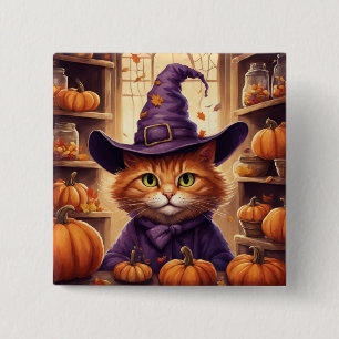 halloween kat knop vierkante button 5,1 cm