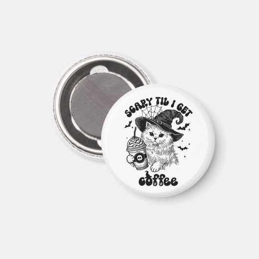 Halloween Kat Koffie - Eng Tot Ik Koffie Krijg Magneet (Voorkant / Achterkant)