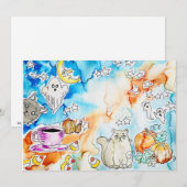 Halloween kat kunst feestdagenkaart (Voorkant / Achterkant)