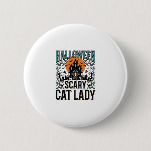 Halloween Kat Lady Griezelen Spokenhuis Vintage_1 Ronde Button 5,7 Cm