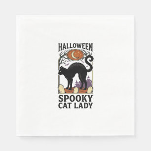 Halloween Kat Lady Vintage Zwarte Kat Shirt_1 Servet