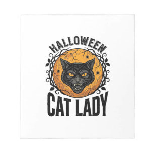 Halloween Kat Lady Vintage Zwarte Kat Shirt Ontwer Notitieblok