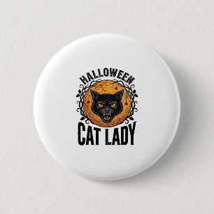Halloween Kat Lady Vintage Zwarte Kat Shirt Ontwer Ronde Button 5,7 Cm