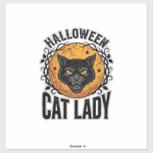 Halloween Kat Lady Vintage Zwarte Kat Shirt Ontwer Sticker