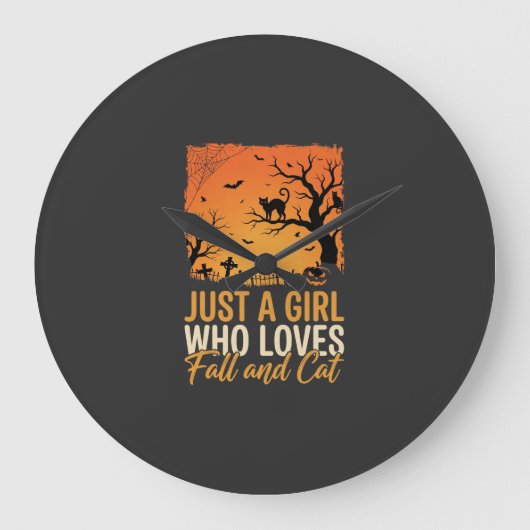 Halloween Kat Liefhebber Herfst Zonsondergang Graf Grote Klok (Voorkant)