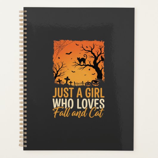 Halloween Kat Liefhebber Herfst Zonsondergang Graf Planner (Voorkant)