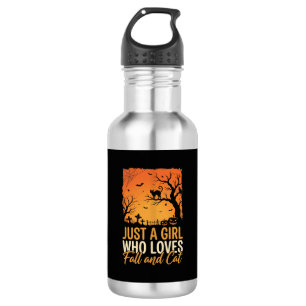 Halloween Kat Liefhebber Herfst Zonsondergang Graf Waterfles