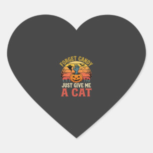 Halloween Kat Liefhebber Vergeet Snoep Vintage Gra Hart Sticker