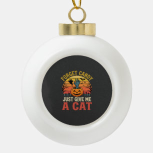 Halloween Kat Liefhebber Vergeet Snoep Vintage Gra Keramische Bal Ornament