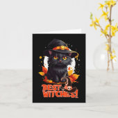 Halloween Kat Liefhebbers Grappig Spooky Halloween Kaart (Gele Bloem)