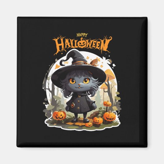 Halloween Kat Liefhebbers Grappig Spooky Halloween Magneet (Voorkant)