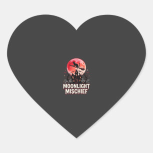 Halloween Kat Maanlicht Ondeugd Hart Sticker