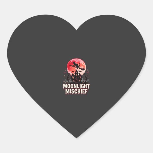 Halloween Kat Maanlicht Ondeugd Hart Sticker (Voorkant)
