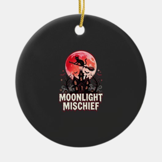 Halloween Kat Maanlicht Ondeugd Keramisch Ornament (Voorkant)