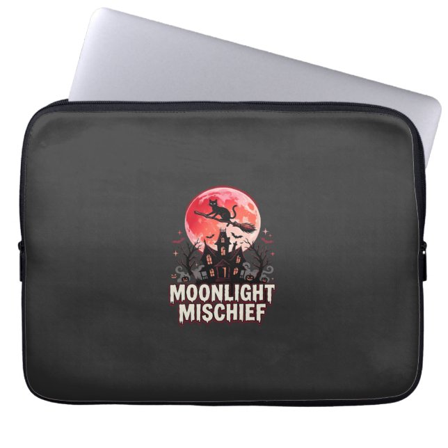 Halloween Kat Maanlicht Ondeugd Laptop Sleeve (Voorkant)
