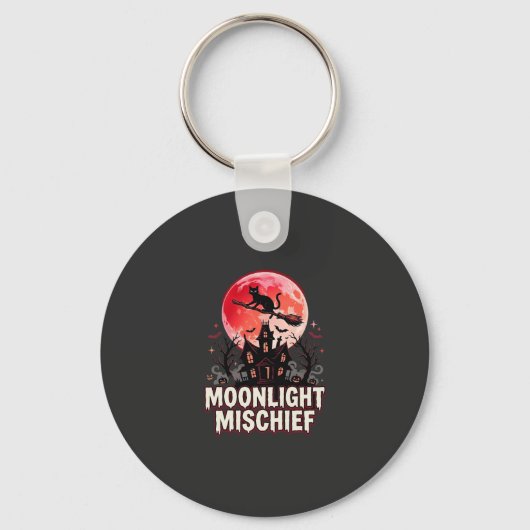 Halloween Kat Maanlicht Ondeugd Sleutelhanger (Voorkant)