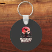 Halloween Kat Maanlicht Ondeugd Sleutelhanger (Voorkant)
