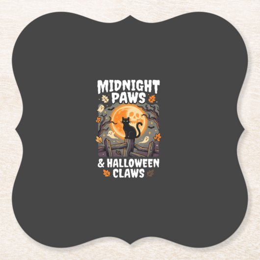 Halloween Kat Maanondeugend Kartonnen Onderzetters (Voorkant)