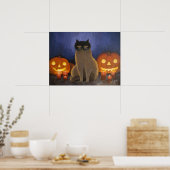 Halloween Kat Masker & Jack-o'-lantern Muurkunst Poster (Keuken)
