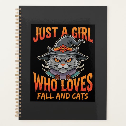 Halloween Kat Meisje Heks Hoed Herfst Ontwerp Planner (Voorkant)