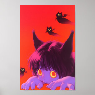 Halloween Kat Meisje Poster
