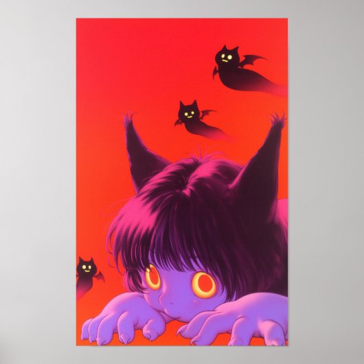 Halloween Kat Meisje Poster (Voorkant)