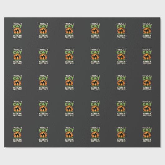 Halloween Kat Mens Kostuum Grappig Ontwerp Cadeaupapier (Vlak)