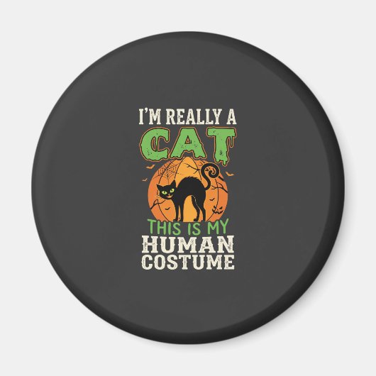 Halloween kat mens kostuum grappig ontwerp magneet (Voorkant)