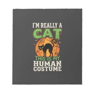 Halloween Kat Mens Kostuum Grappig Ontwerp Notitieblok