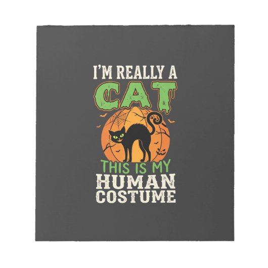 Halloween Kat Mens Kostuum Grappig Ontwerp Notitieblok (Voorkant)