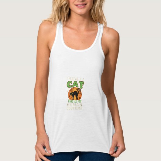 Halloween kat mens kostuum grappig ontwerp tanktop (Voorkant)