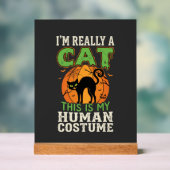Halloween Kat Menselijk Kostuum Grappig Ontwerp Acryl Bord (Neutraal)