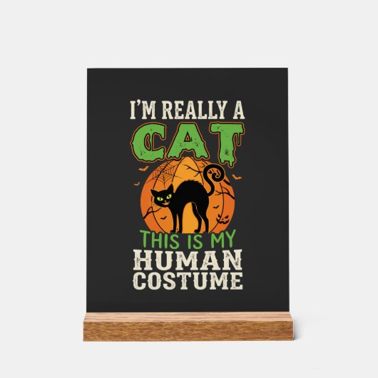 Halloween Kat Menselijk Kostuum Grappig Ontwerp Acryl Bord (Voorkant)