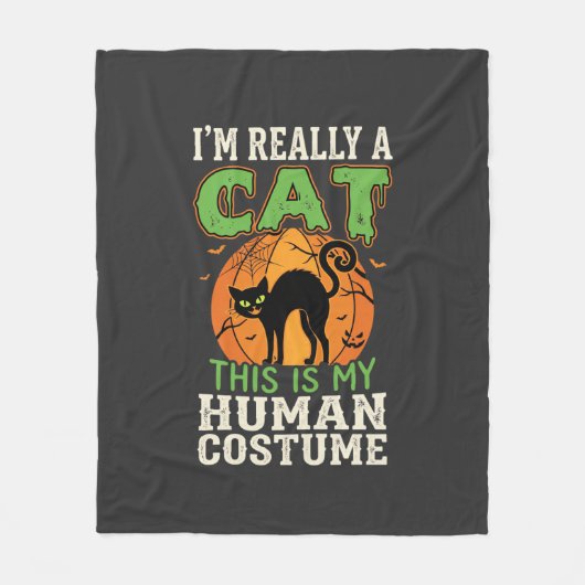 Halloween Kat Menselijk Kostuum Grappig Ontwerp Fleece Deken (Voorkant)