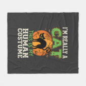 Halloween Kat Menselijk Kostuum Grappig Ontwerp Fleece Deken (Voorkant (Horizontaal))