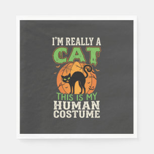 Halloween Kat Menselijk Kostuum Grappig Ontwerp Servet