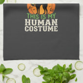 Halloween Kat Menselijk Kostuum Grappig Ontwerp Theedoek (Gevouwen)